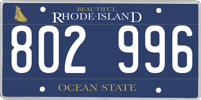 RI license plate 802996