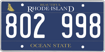 RI license plate 802998