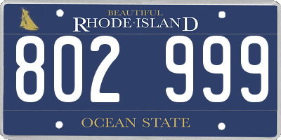 RI license plate 802999