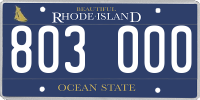 RI license plate 803000