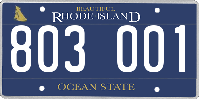 RI license plate 803001