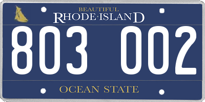 RI license plate 803002