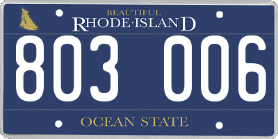 RI license plate 803006