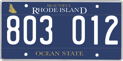 RI license plate 803012