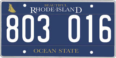 RI license plate 803016