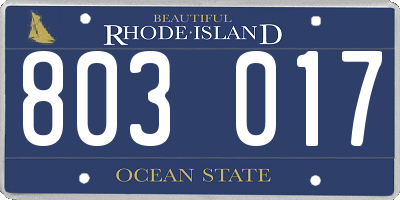 RI license plate 803017