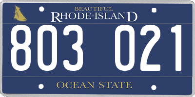 RI license plate 803021