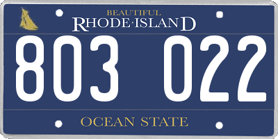 RI license plate 803022
