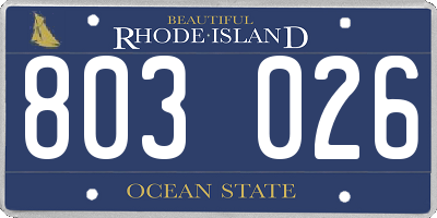 RI license plate 803026