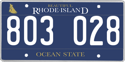 RI license plate 803028
