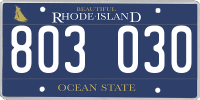 RI license plate 803030