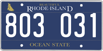 RI license plate 803031