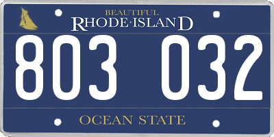 RI license plate 803032