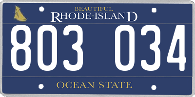 RI license plate 803034