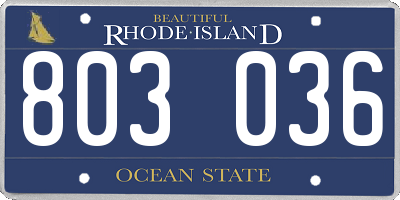 RI license plate 803036