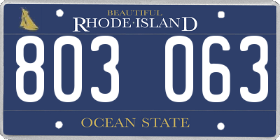RI license plate 803063