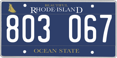 RI license plate 803067