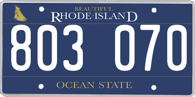RI license plate 803070