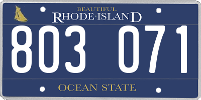 RI license plate 803071