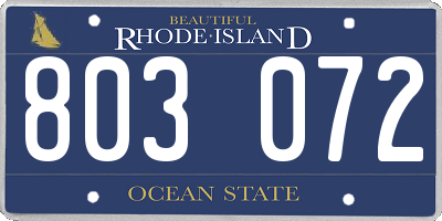 RI license plate 803072