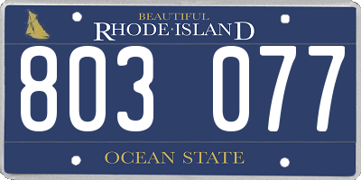 RI license plate 803077