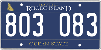 RI license plate 803083