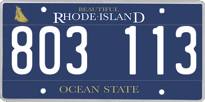 RI license plate 803113