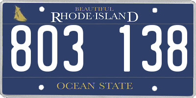 RI license plate 803138