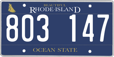 RI license plate 803147
