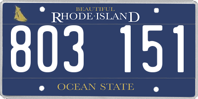 RI license plate 803151
