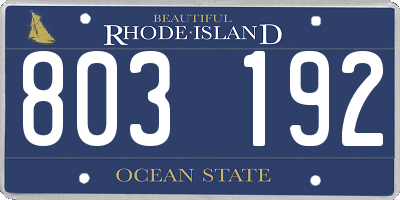 RI license plate 803192