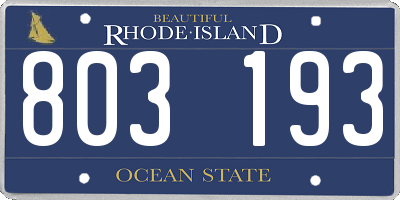 RI license plate 803193
