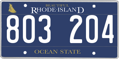 RI license plate 803204