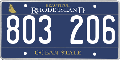 RI license plate 803206