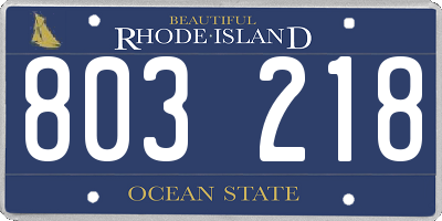 RI license plate 803218
