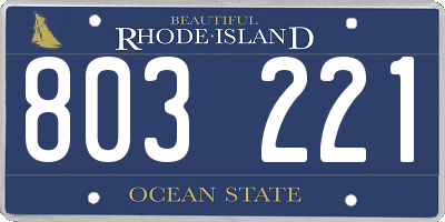 RI license plate 803221