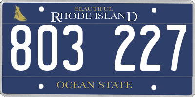 RI license plate 803227