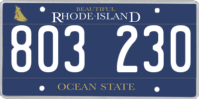 RI license plate 803230