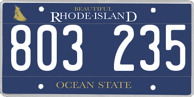 RI license plate 803235