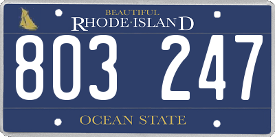 RI license plate 803247