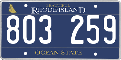 RI license plate 803259