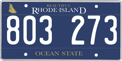 RI license plate 803273