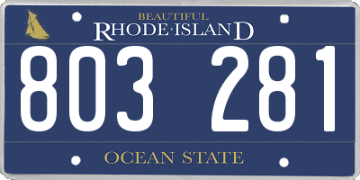 RI license plate 803281