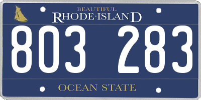 RI license plate 803283