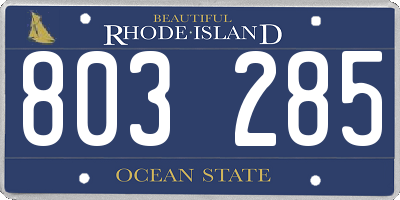 RI license plate 803285