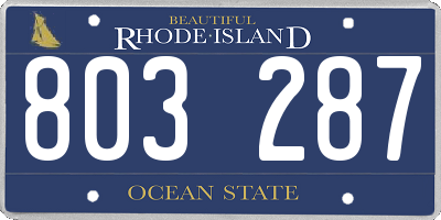 RI license plate 803287