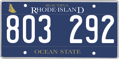 RI license plate 803292