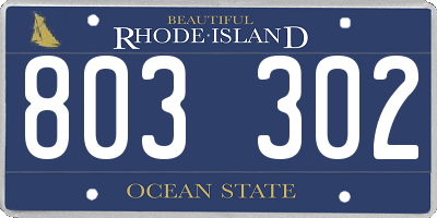 RI license plate 803302