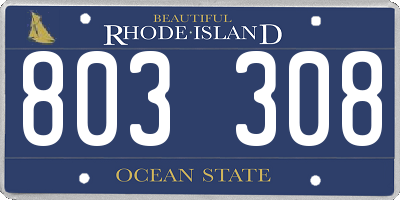 RI license plate 803308
