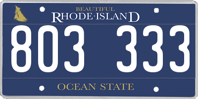 RI license plate 803333